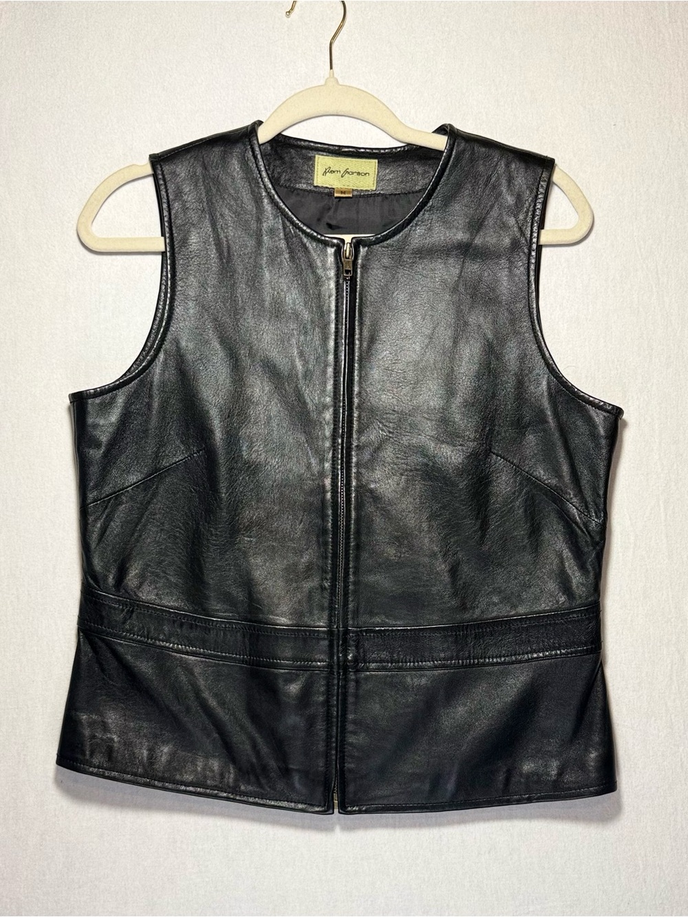 Rem Garson Black Leather Zip-Front Women's Vest